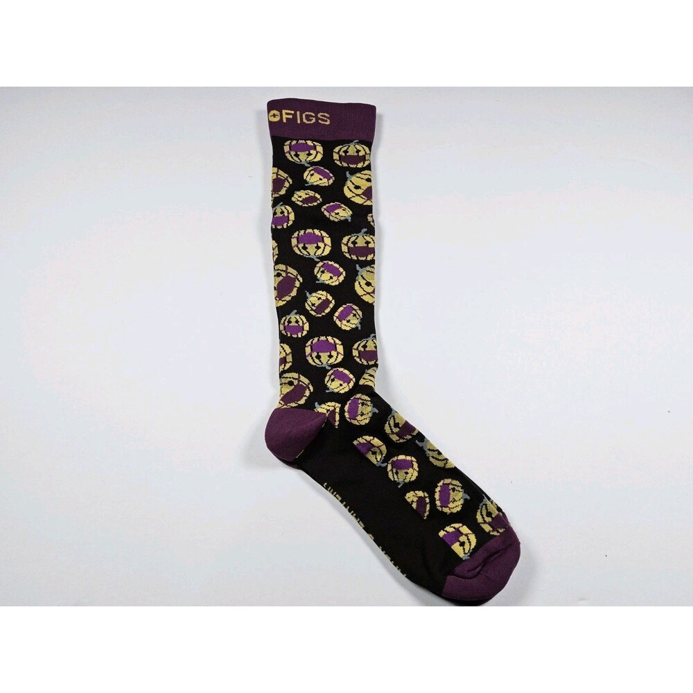 FIGS Compression Mask O Lantern Pumpkin Halloween Nurse Medical Socks Size L